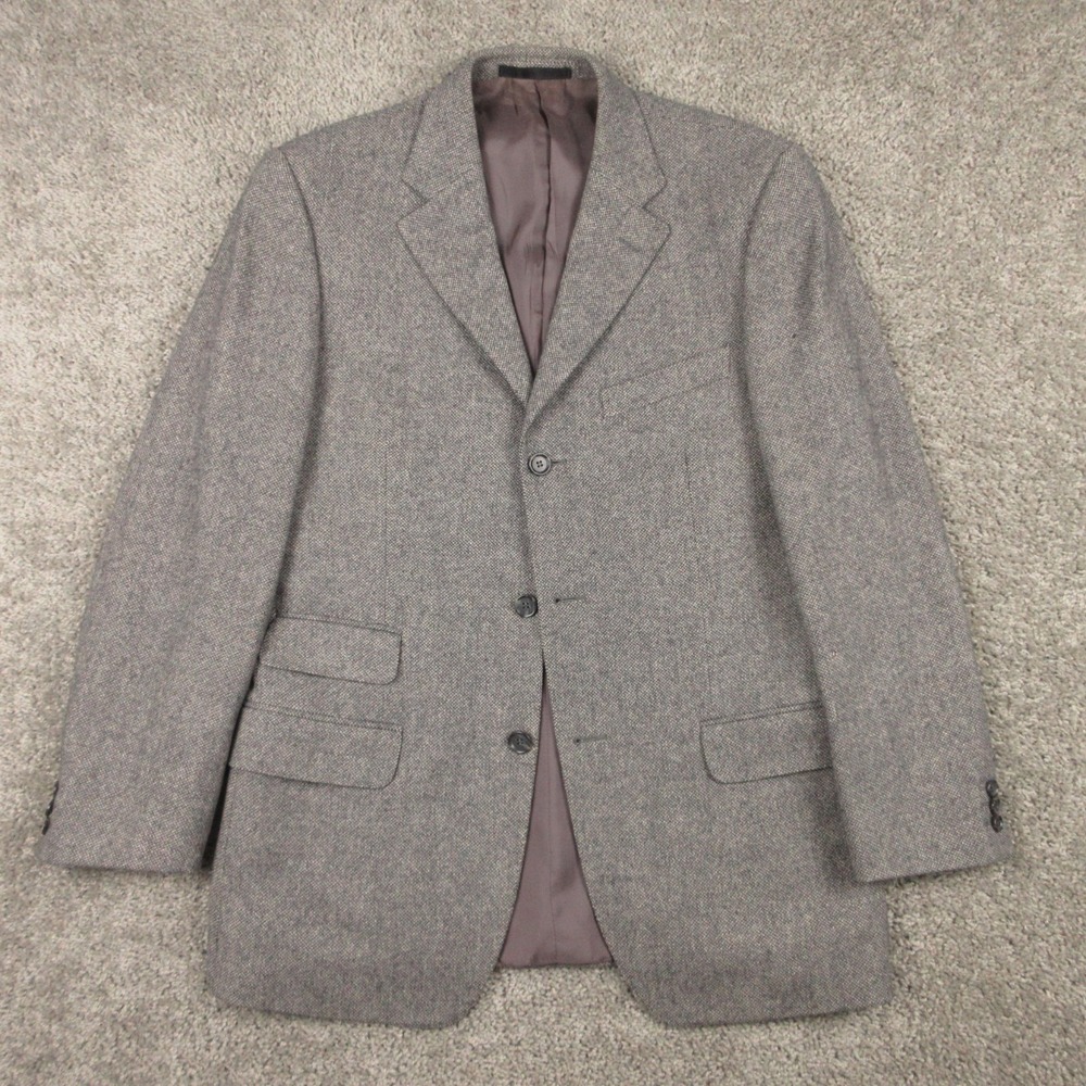 Ermenegildo Zegna Jacket Mens 38 R Gray Soft Tweed Blazer Wool Cashmere Business